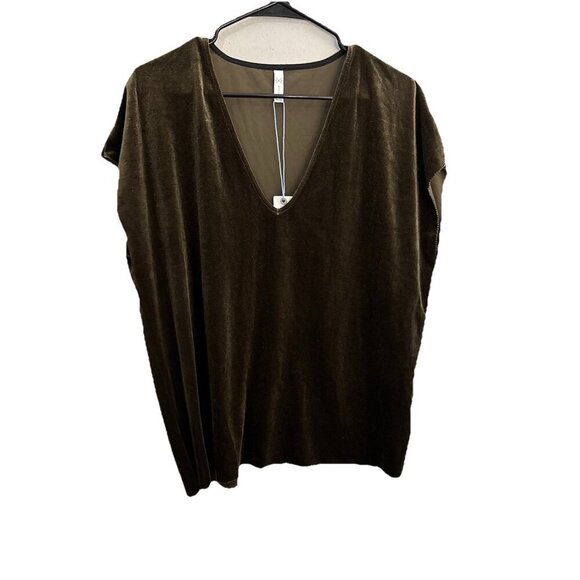 GXF Anthropologie V Neck Velvet Gentlefawn Raw Hem Boxy Blouse Short Sleeve Size - Picture 1 of 12